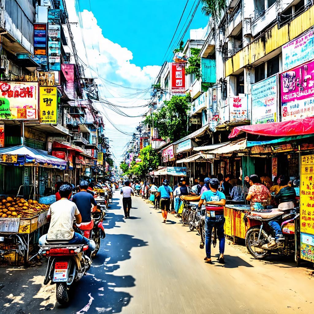Khung cảnh tấp nập các quán ăn vỉa hè gần Cầu Bùi Đình Túy ở Quận Bình Thạnh